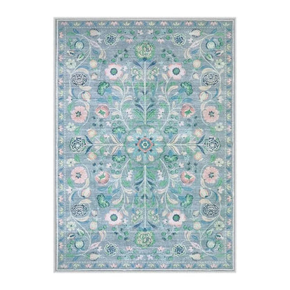 Washable Pink Floral Area Rug