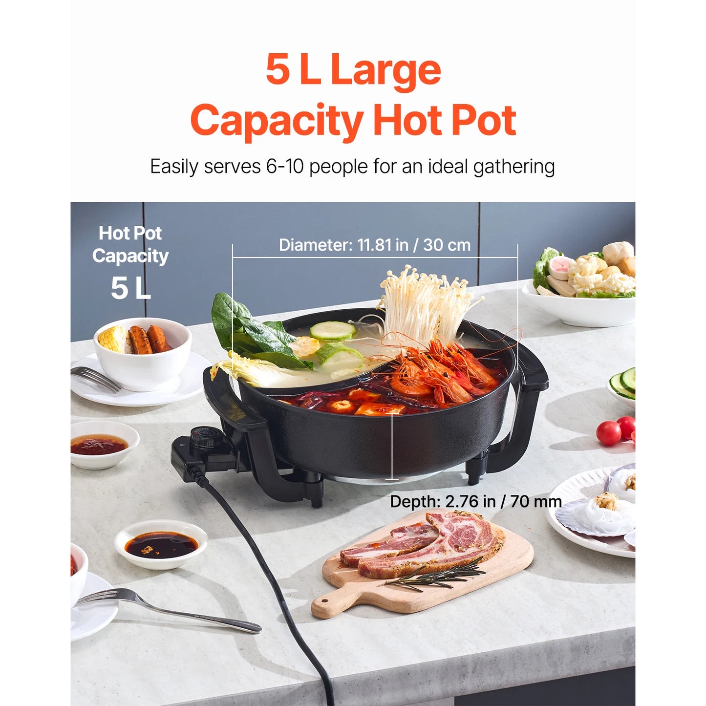 5-Liter Dual-Flavor Electric Hot Pot