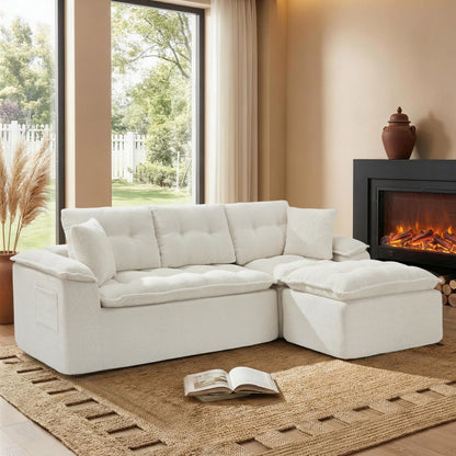 110-Inch Modular Chenille Sectional Sofa with Ottoman