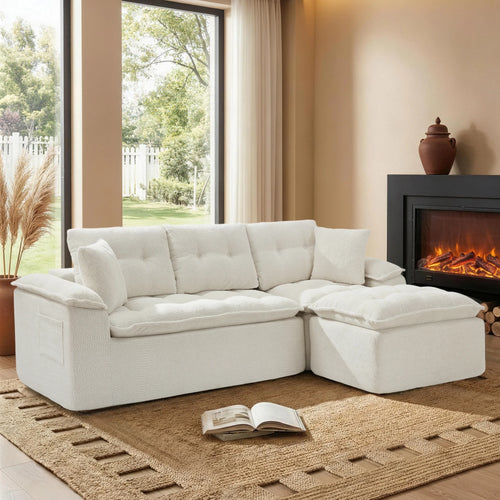 110-Inch Modular Chenille Sectional Sofa with Ottoman