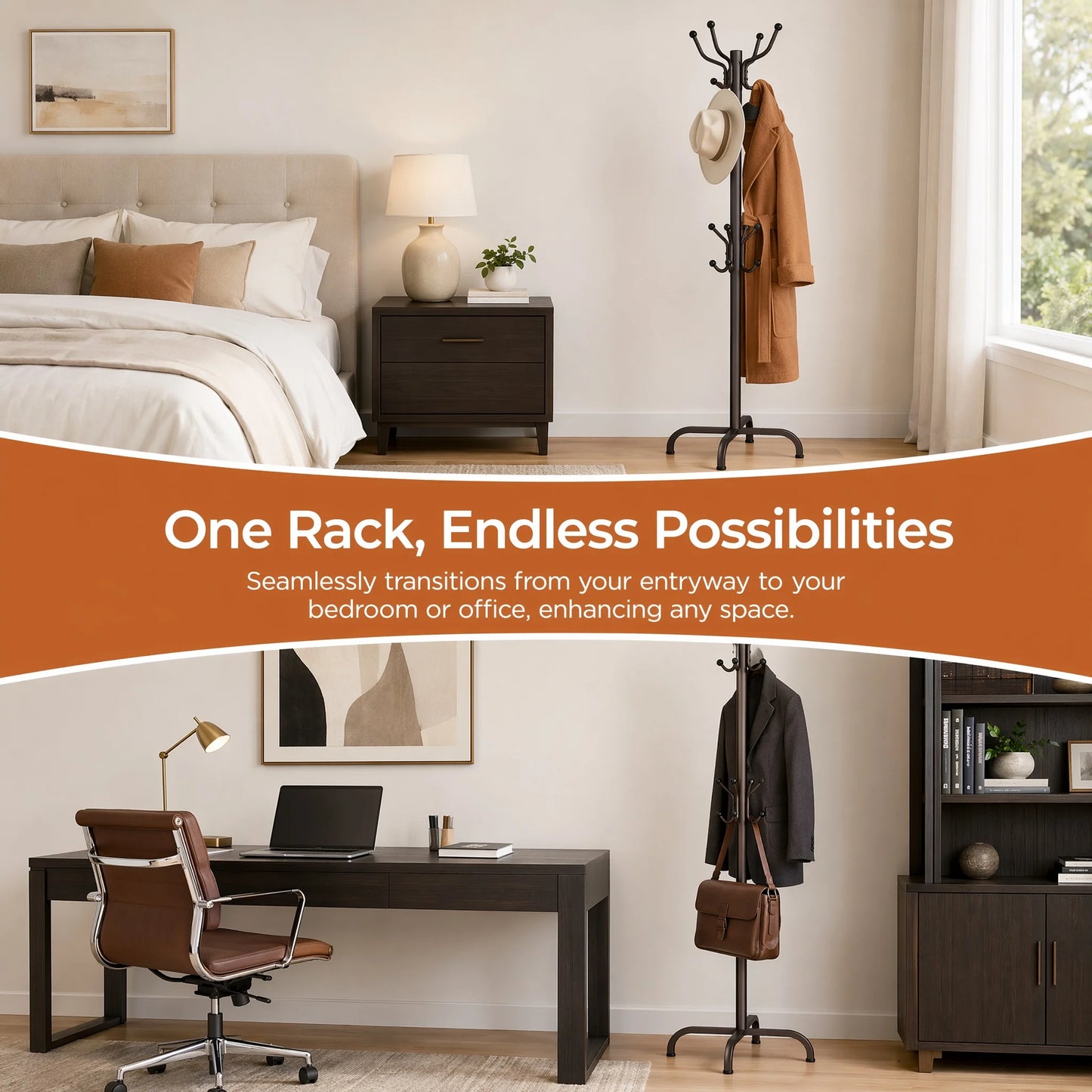 14-Hook Freestanding Metal Coat Rack