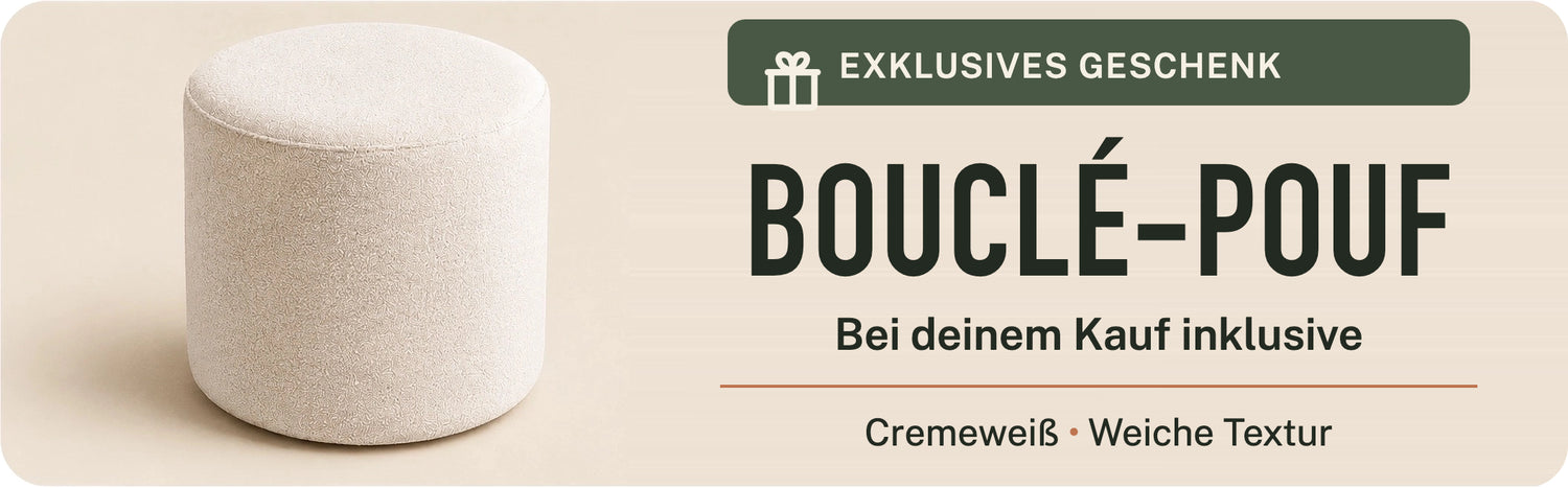 Orenovia Haven Boucle Pouf gift banner — DE